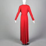 1940s Red Rayon Gown with Gorgeous Skirt