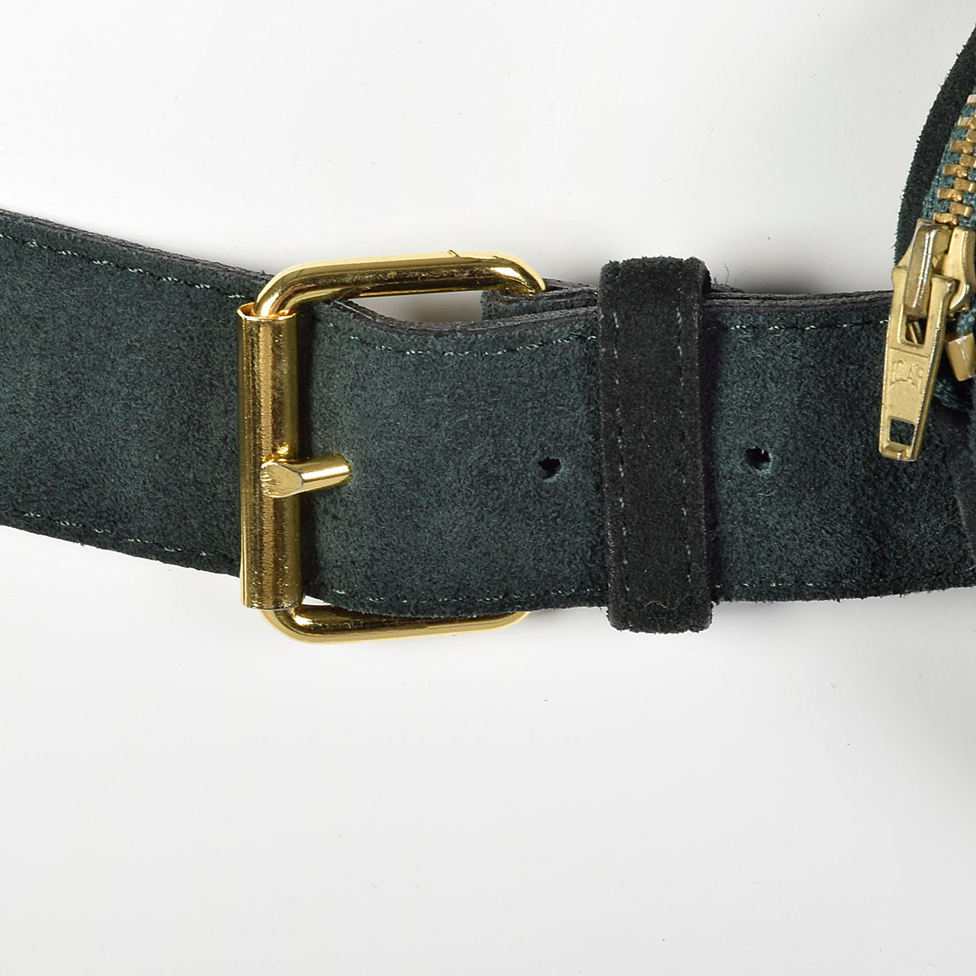 1990s Sonia Rykiel Green Suede Heart Belt