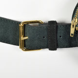 1990s Sonia Rykiel Green Suede Heart Belt