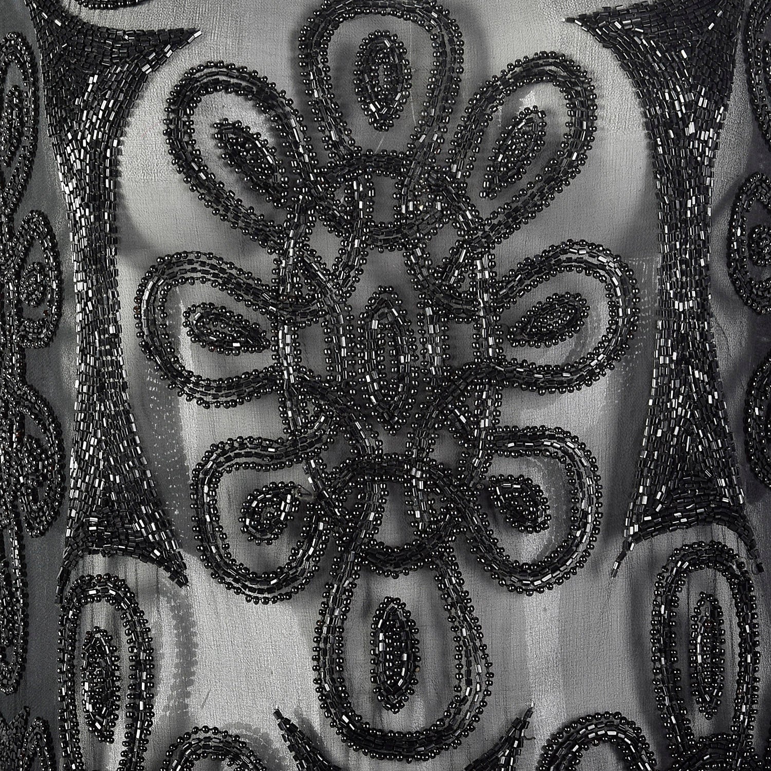 1920s Beaded Black Silk Dress with Celtic Style Knots