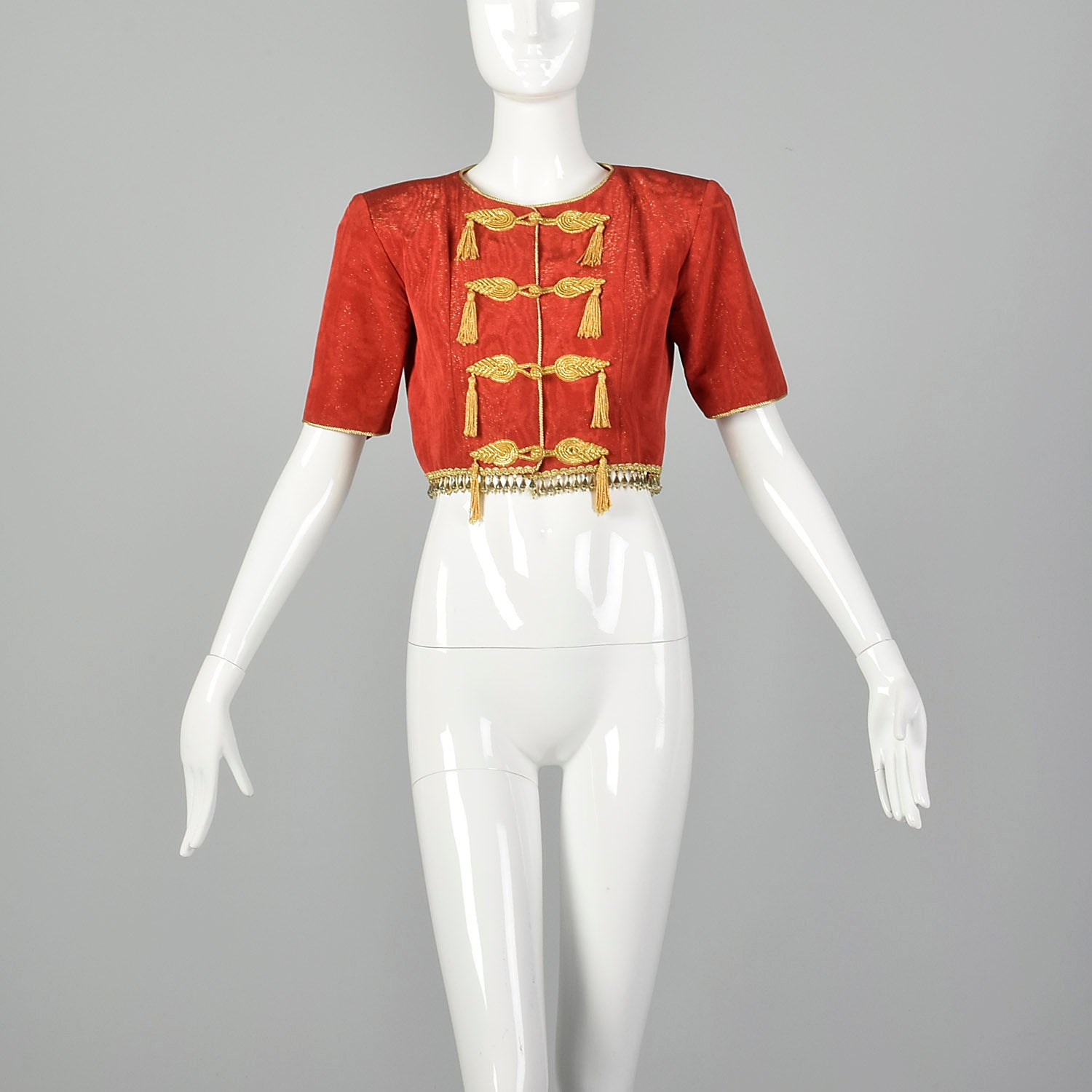 Small Yves Saint Laurent Rive Gauche 1990s  Red Cropped Bolero Jacket