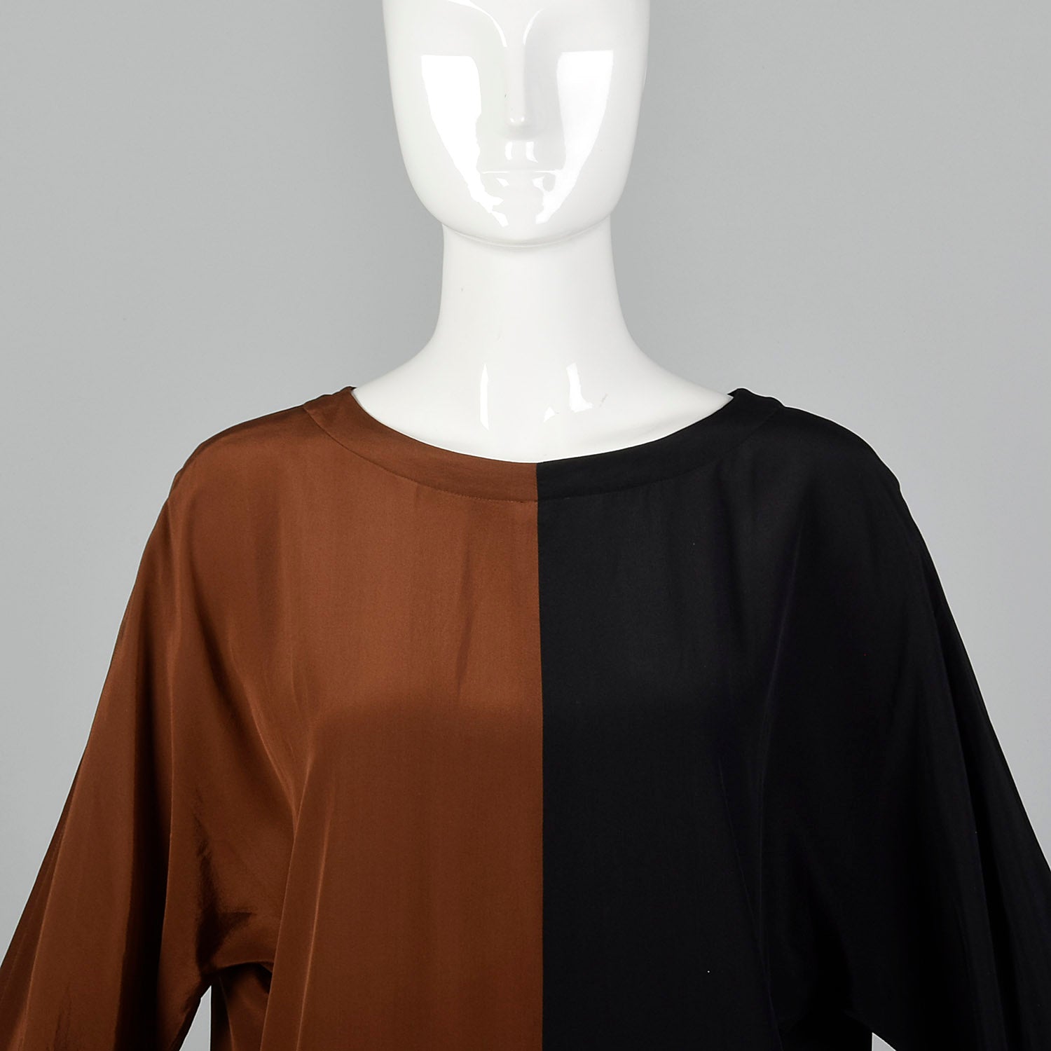 1990s Ellen Tracy Silk Color Block  Dress