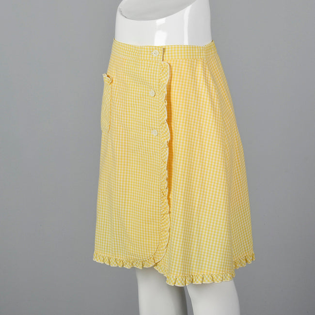 1960s Yellow Seersucker Wrap Skirt