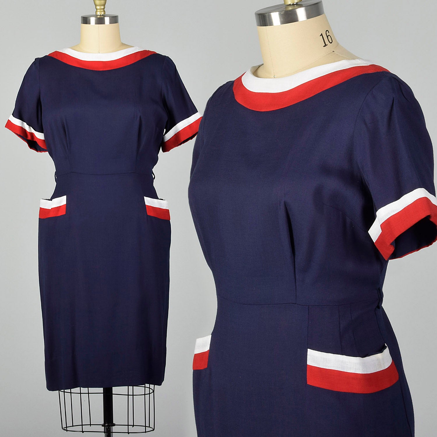 XXL 1950s Red White and Blue Day Dress