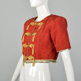 Small Yves Saint Laurent Rive Gauche 1990s  Red Cropped Bolero Jacket