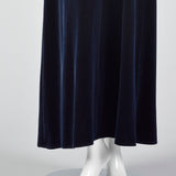 1990s Blue Velvet Evening Dress