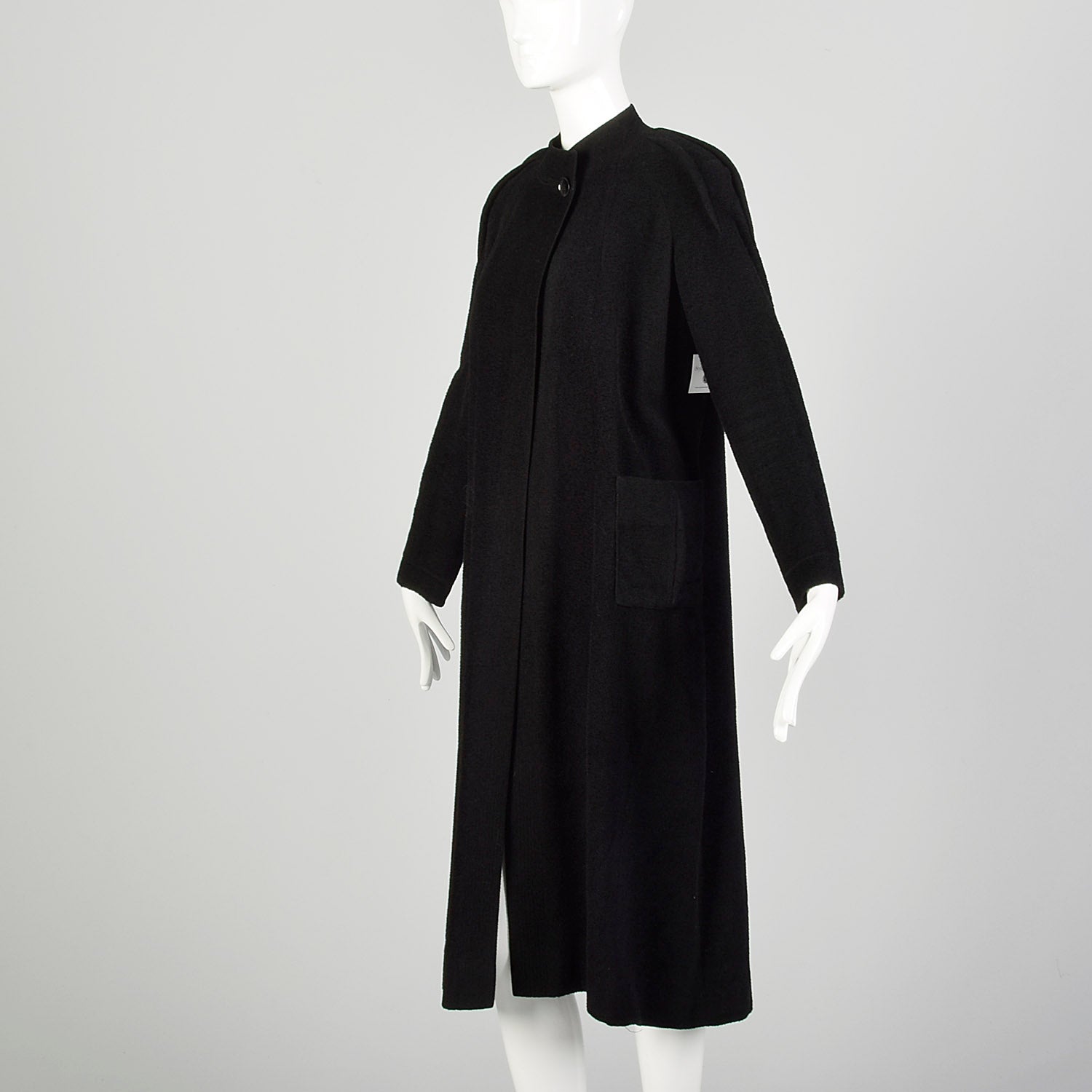 Medium 1930s Swing Coat Long Sleeve Soft Black Patch Pockets Winter