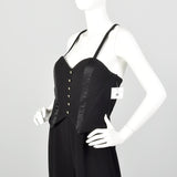 Medium 1980s Alberto Makali Jumpsuit Black Tuxedo Sleeveless Racerback Romper