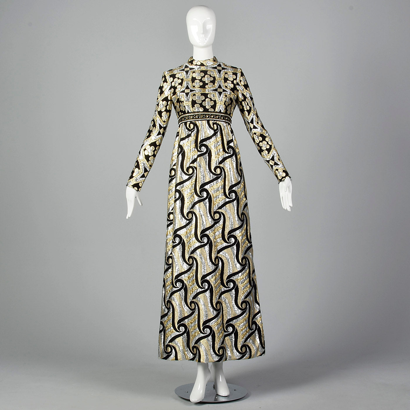 1970s Silver and Gold Metallic Dress