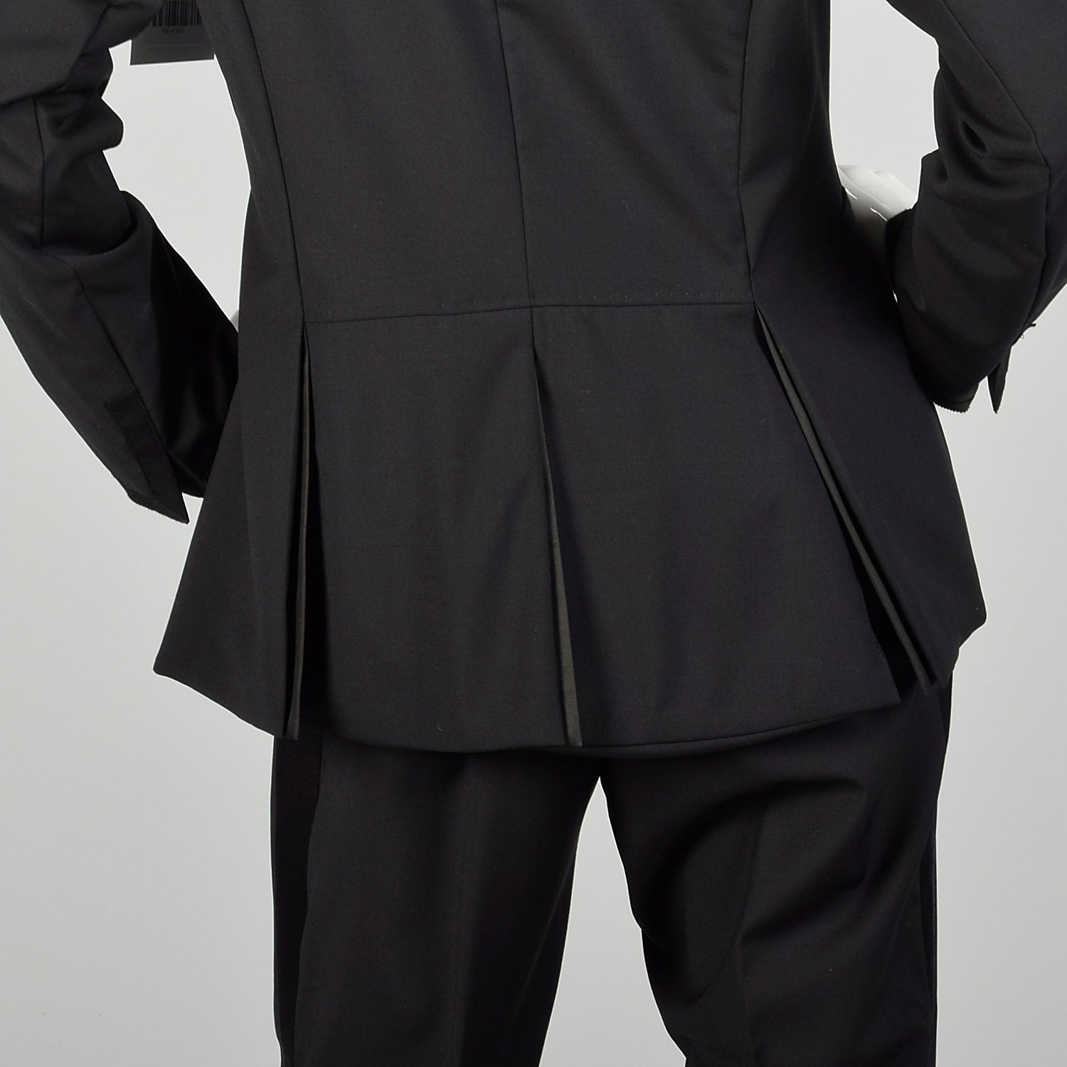 Medium 2000s Strenesse Tuxedo Hollywood Waist Trousers Black Satin Stripe Formal Suit