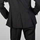 Medium 2000s Strenesse Tuxedo Hollywood Waist Trousers Black Satin Stripe Formal Suit