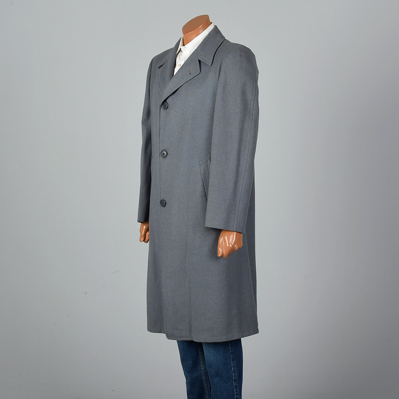 1950s Mens Gray and Blue Overcoat