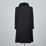1960s Black Double Breasted Coat with Mink Collar