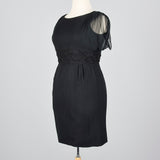 1950s Black Silk Dress with Soutache Trim Waist