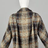 Medium 1950s Gray Plaid Tweed Coat