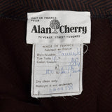 1980 Brown and Black Herringbone Pants with Leather Trim