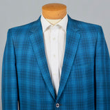 1950s Blue Plaid Jacket with Slim Lapel