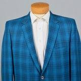 1950s Blue Plaid Jacket with Slim Lapel