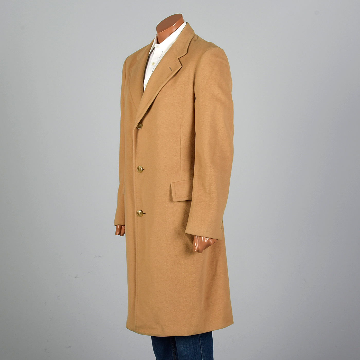 1970s Men's Classic Tan Cashmere Coat
