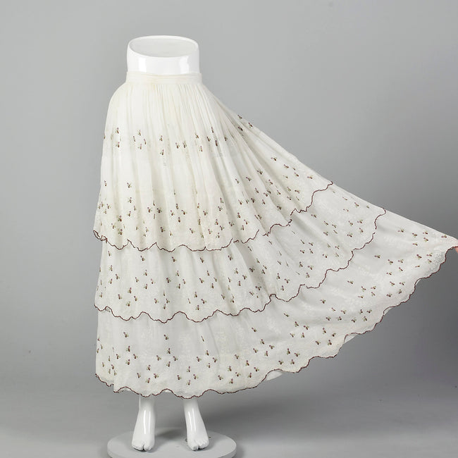 Large 1860s Tiered Embroidered Skirt