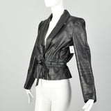 Medium 1980s Wilsons Black Leather Jacket Belted Outerwear
