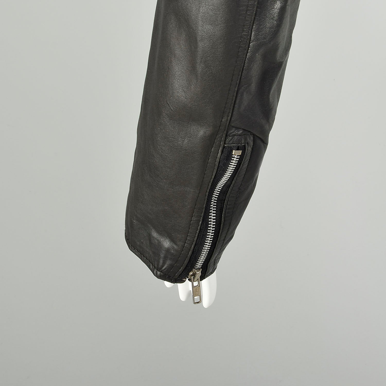 1990s Black Leather Cropped Biker Jacket Belt