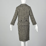 1960s Black and White Boucle Wool Skirt Suit
