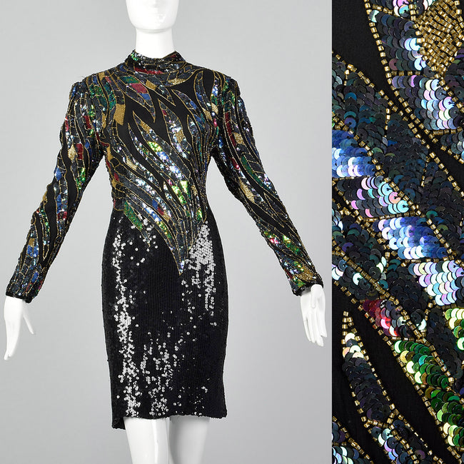 Small Judith Ann Late 1970s Sequin Cocktail Dress