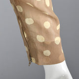 Medium 1970s Pauline Trigere Tan Polka Dot Blouse