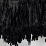 1920s Black Silk Flapper Coat with Fringe Trim