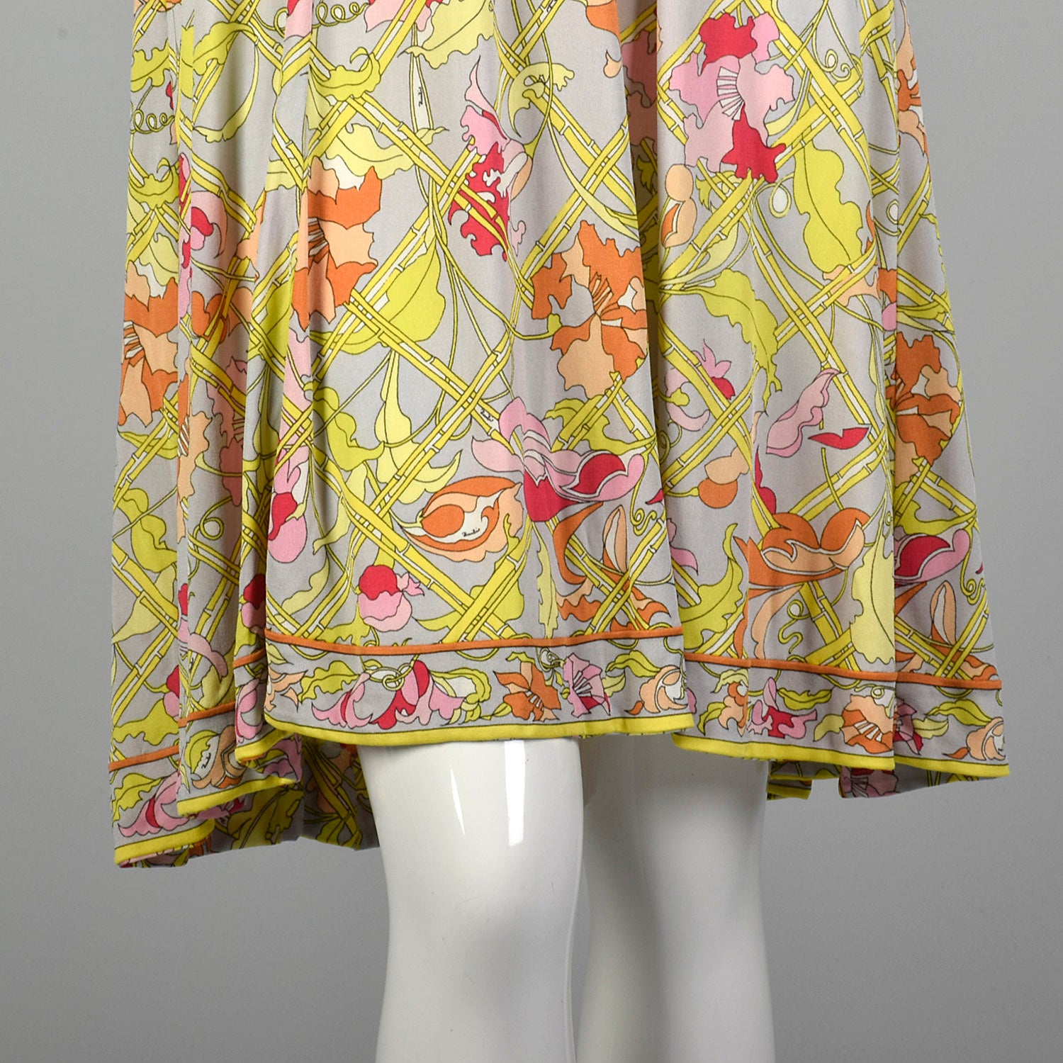 EMILIO PUCCI 1960s Vintage Signature Print Silk Jersey Dress Size