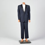 45L 1950s Navy Black Silk Shawl Collar Mens Tuxedo Single Button