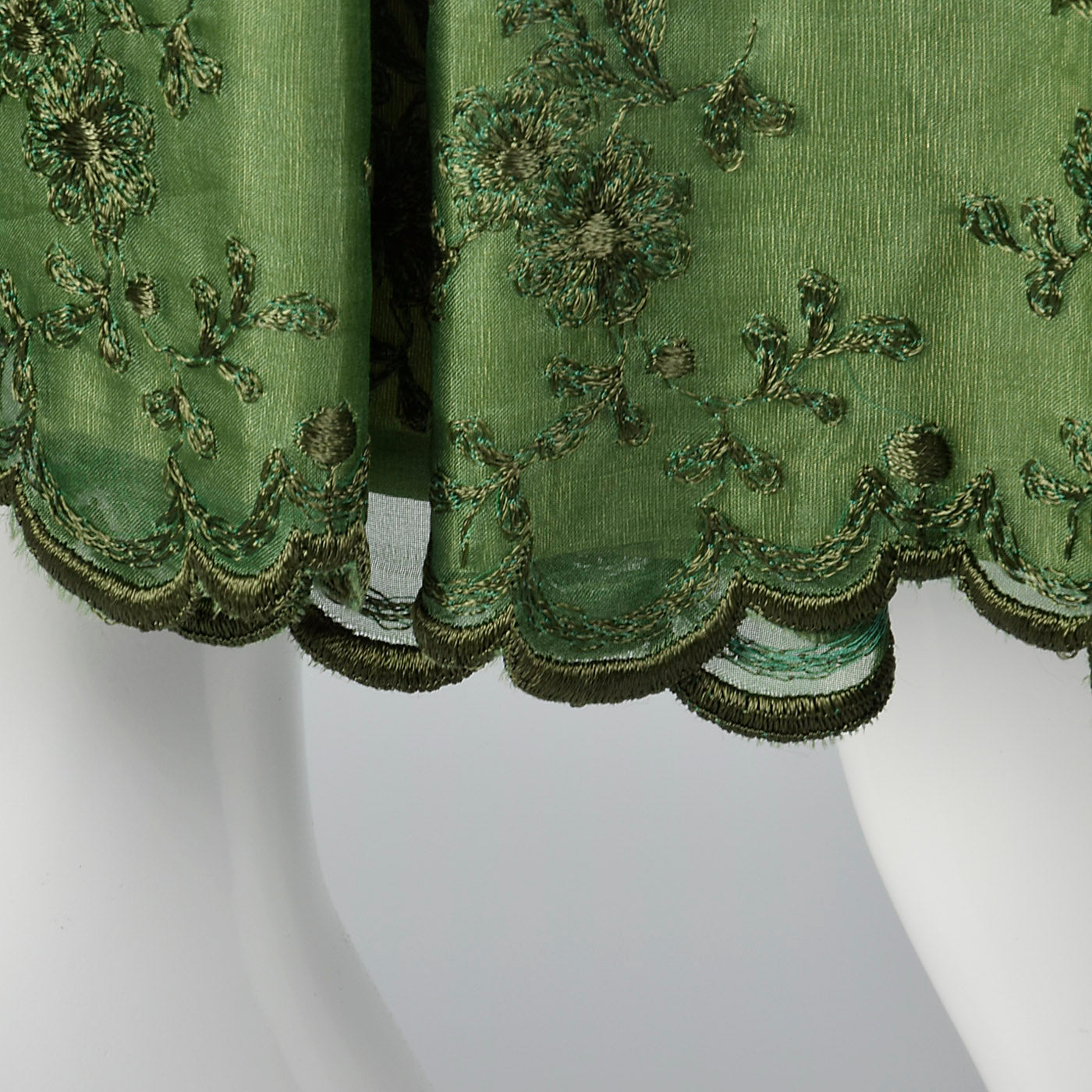 1960s Green Dress with Velvet Bodice