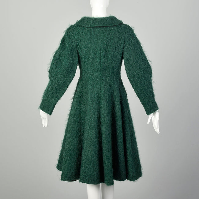 XS F/W 2007 Alberta Ferretti Green Mohair Princess Coat