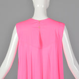 1960s Claire Sandra Lucie Ann Deadstock Pink Nightgown with Sheer Stripe