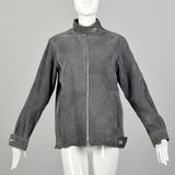 Medium 1970s Grey Suede Jacket With Faux Fur Lining