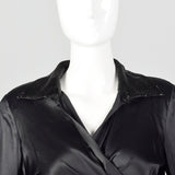 Small-Large 1980s Black Beaded Collar Wrap Top