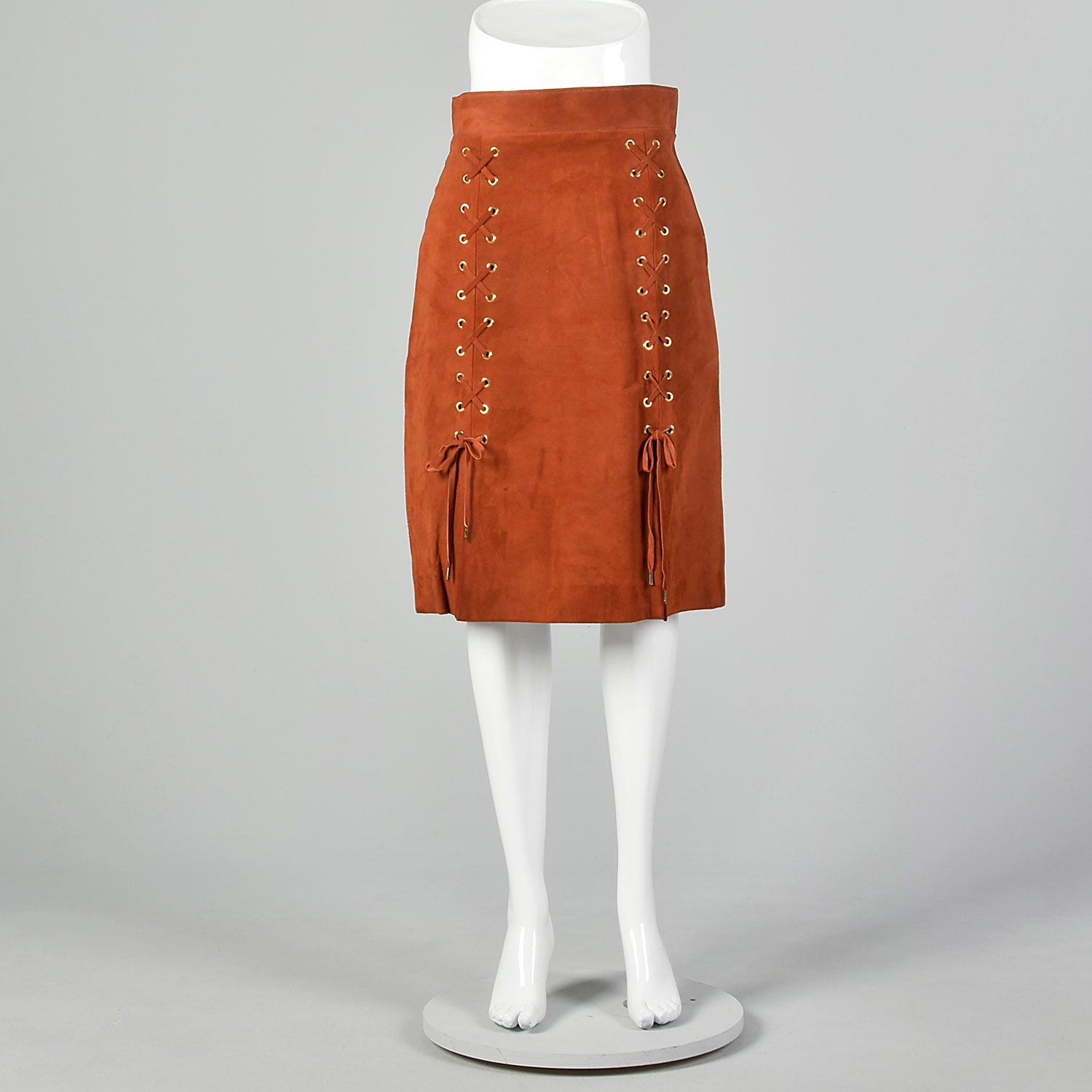 Via Veneto Orange Suede Skirt