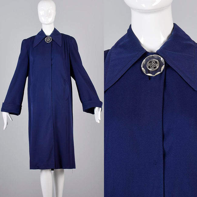 1940s Navy Coat with Lucite Button