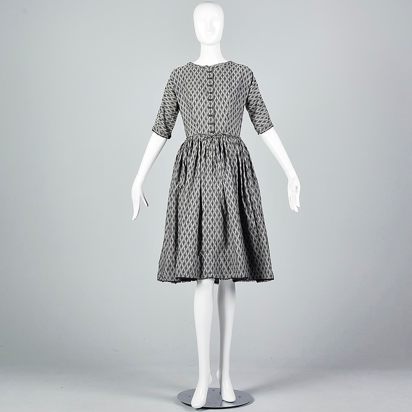 1950s Lanz Original Gray Dress with Black Trim
