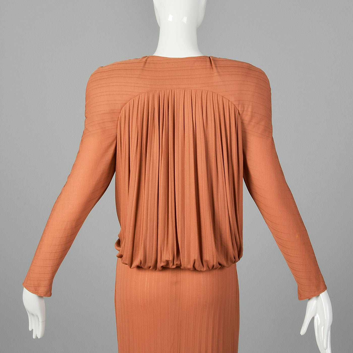 1980s Brown Silk Jersey Draped Dress