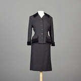 1950s Black Skirt Suit with Hourglass Shape