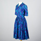 1950s Blue and Purple Day Dress