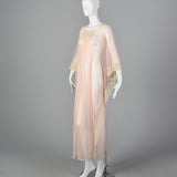 1970s Sexy Sheer Kaftan Nightgown in Pink