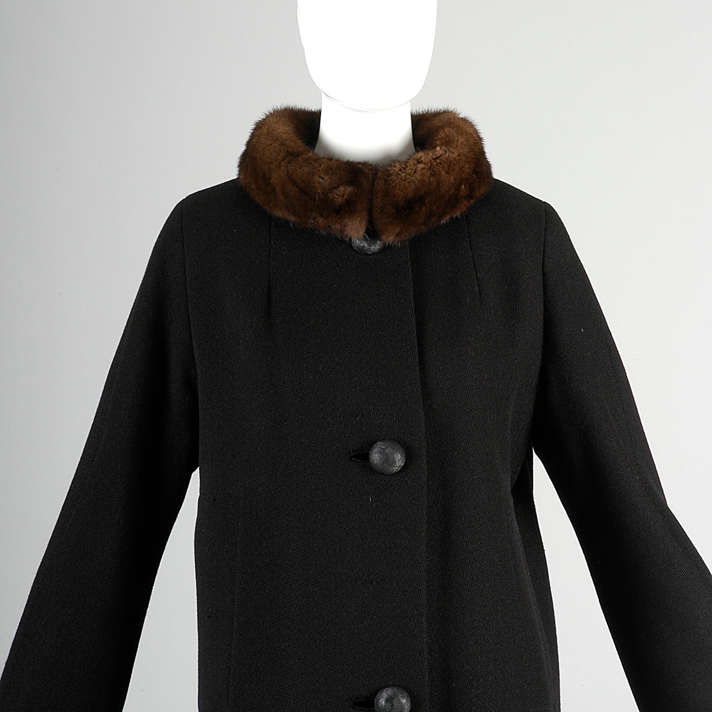 1960s Black Coat with Brown Mink Collar