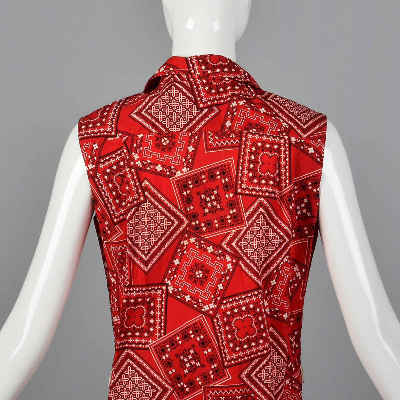 1960s Red Bandana Print Dress