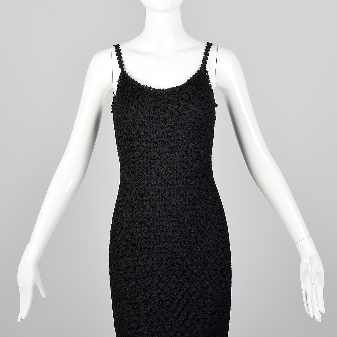 1990s Cache Black Crochet Dress
