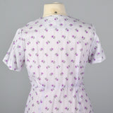 1950s Purple Floral Dress with Scallop Collar