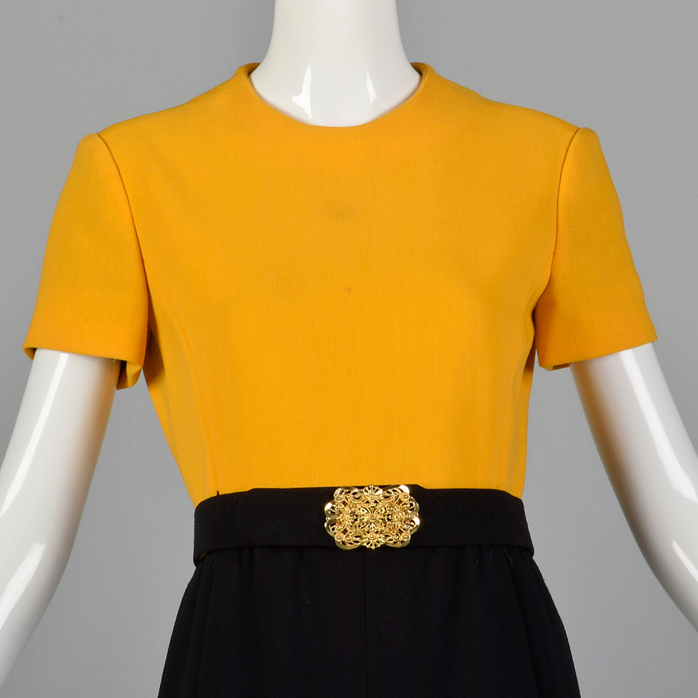 1960s Yellow and Black Colorblock Dress