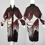 Medium 1980s Cozy Cardigan Coat Novelty Landscape Knit Sweater